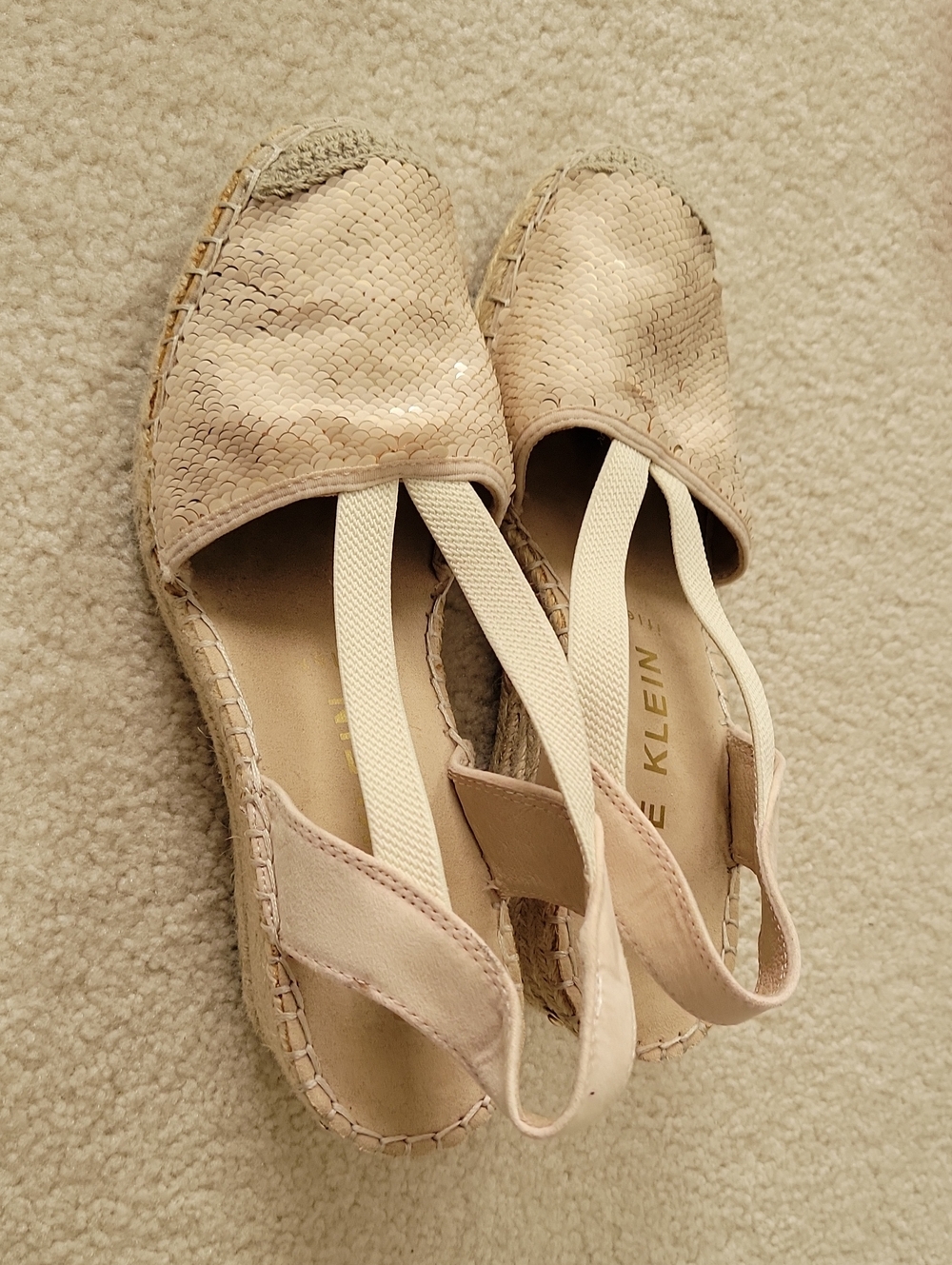 Anne Klein Pale Pink Woven Espadrille Slingback Flats